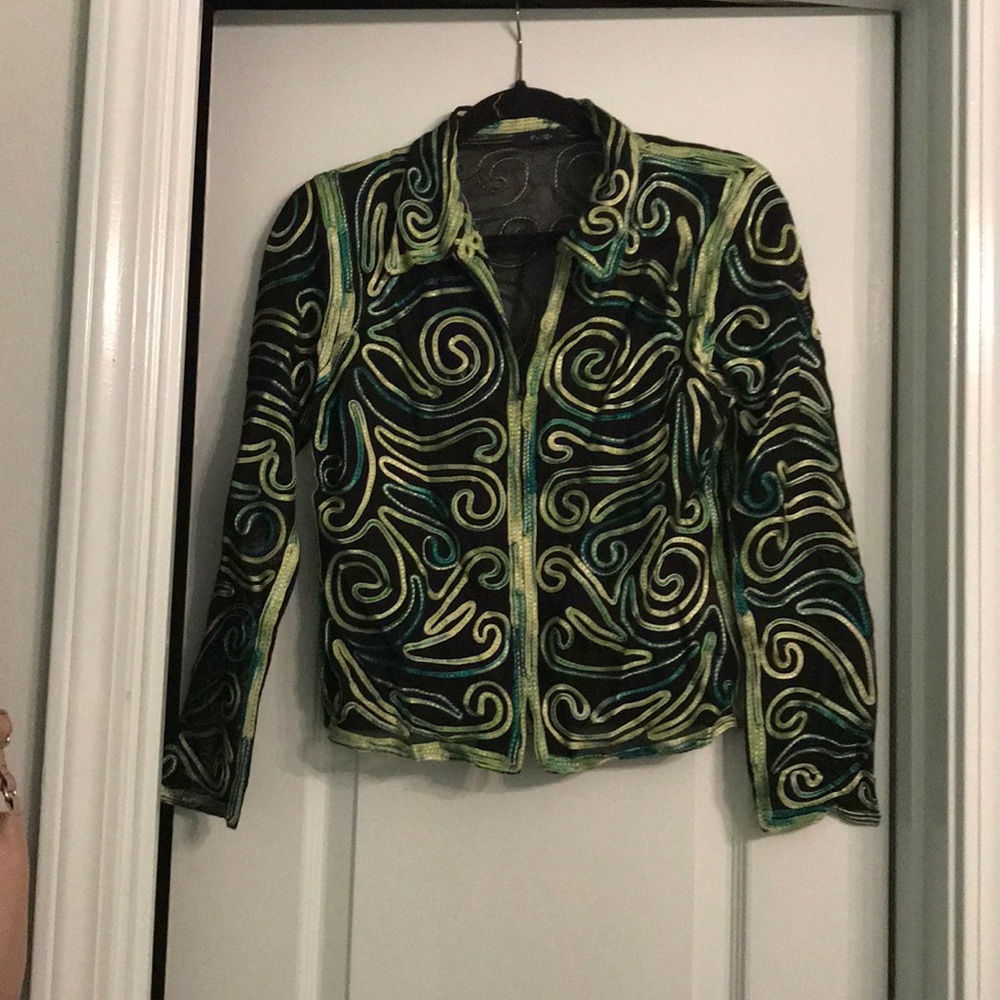 Sheer LS top with appliques